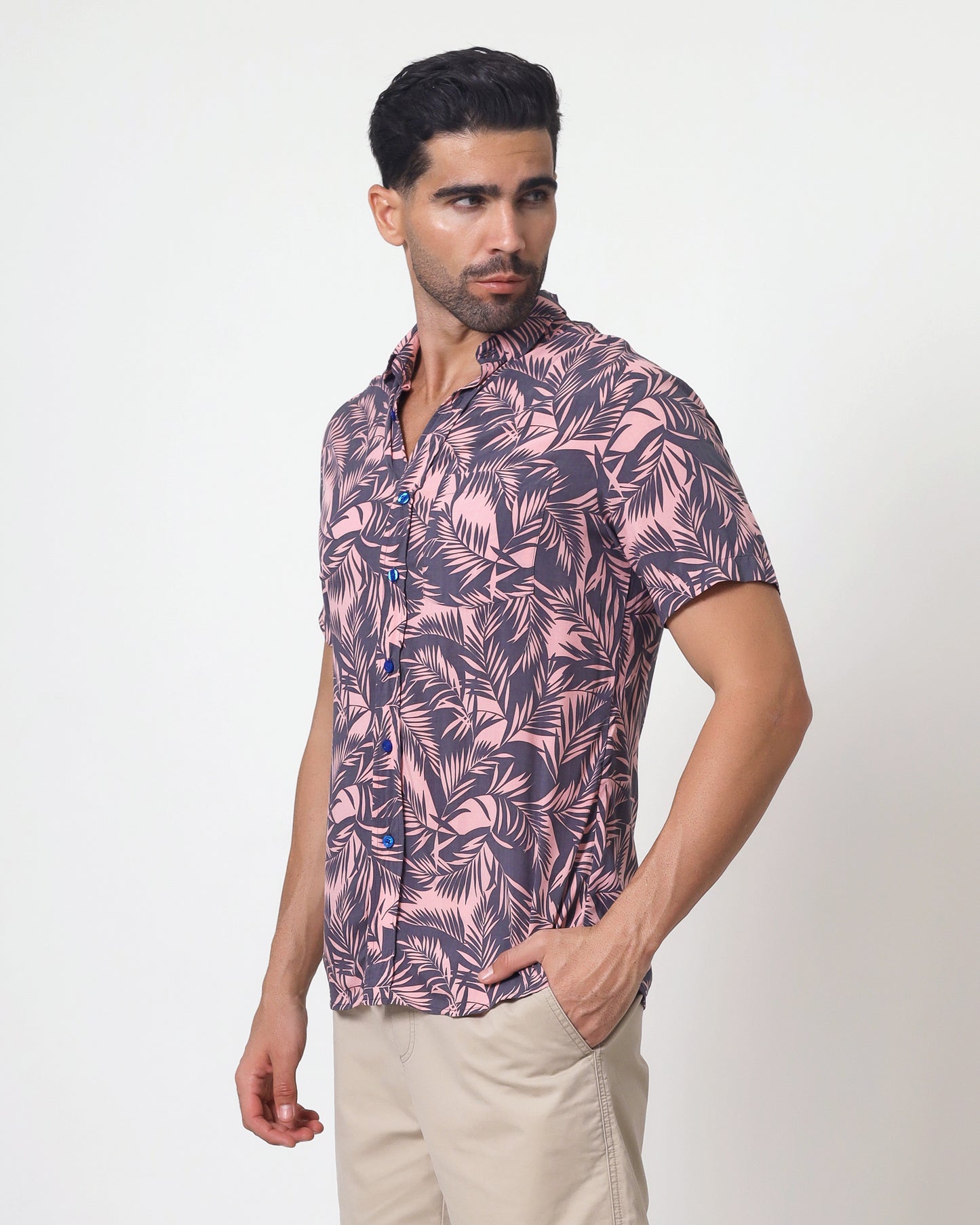 Blackbeard -"PAINE PINK"- Slim-Fit Short Sleeve Shirt