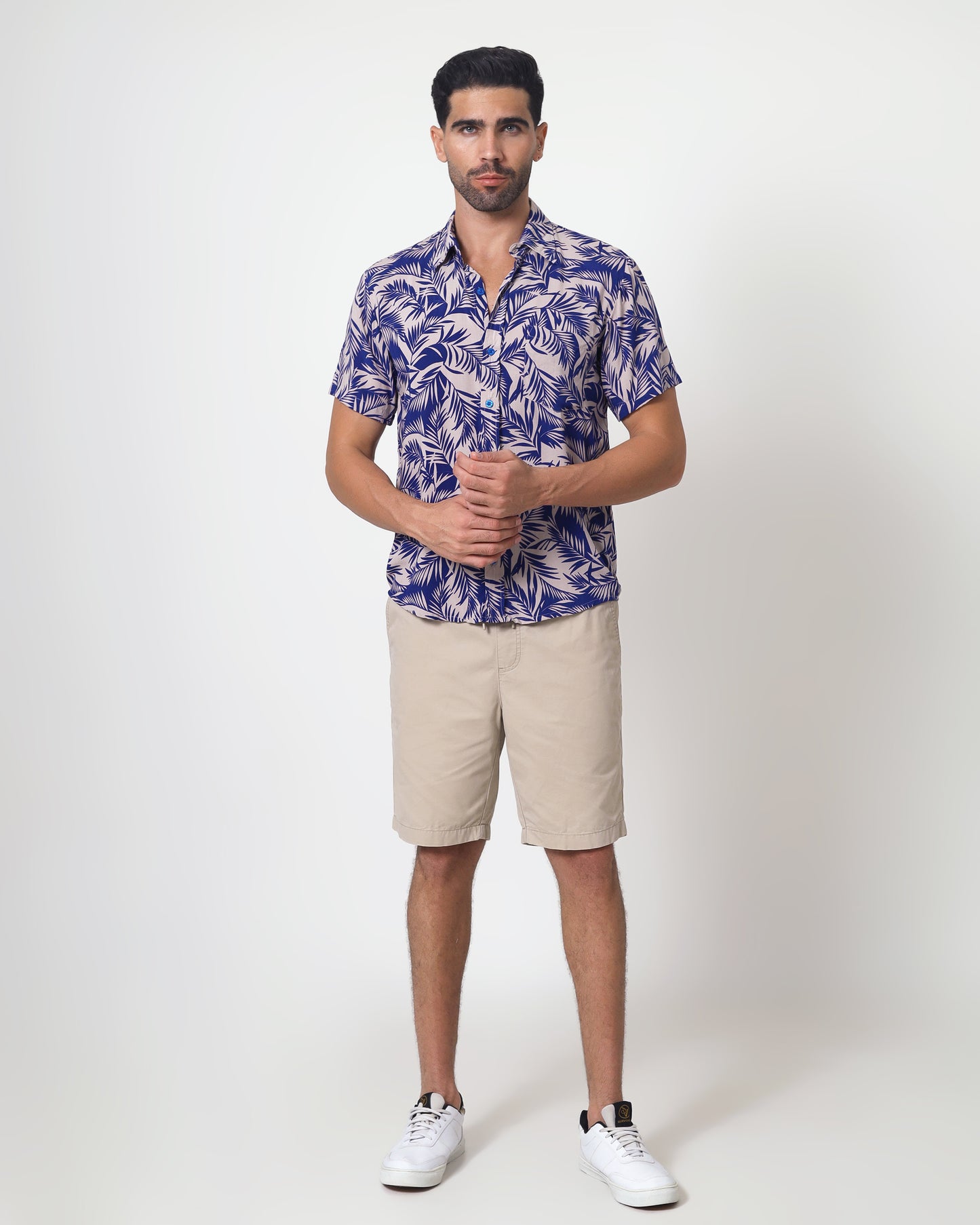 KRAKEN -"JING BEIGE"- Straight / Loose-Cut Short Sleeve Shirt