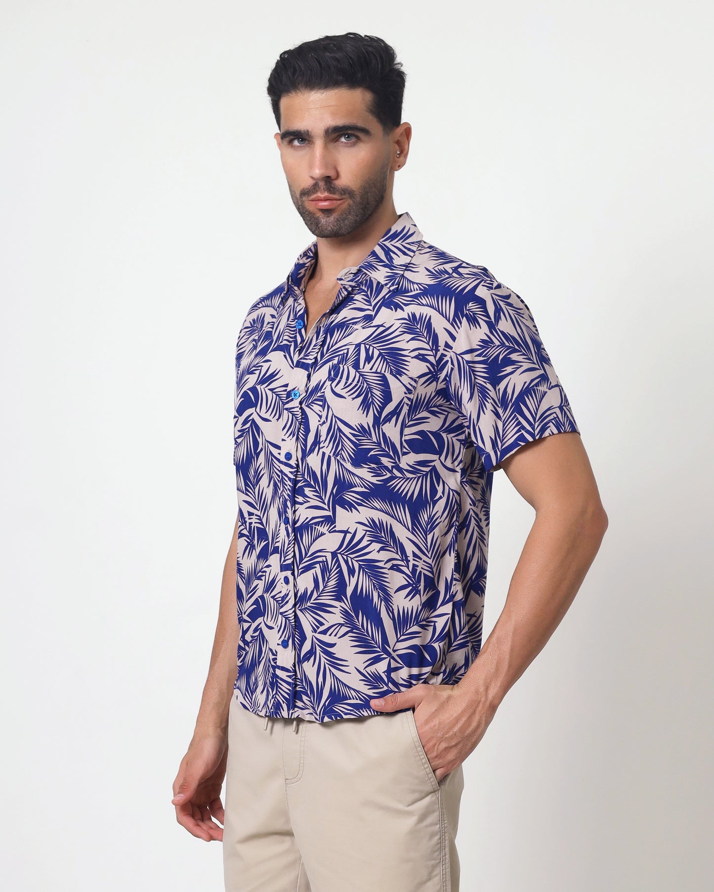 KRAKEN -"JING BEIGE"- Straight / Loose-Cut Short Sleeve Shirt