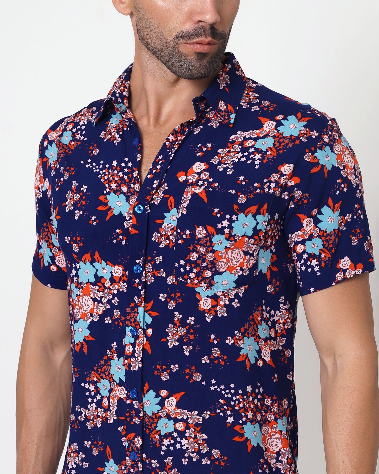 Blackbeard -"SORES NAVY"- Slim-Fit Short Sleeve Shirt
