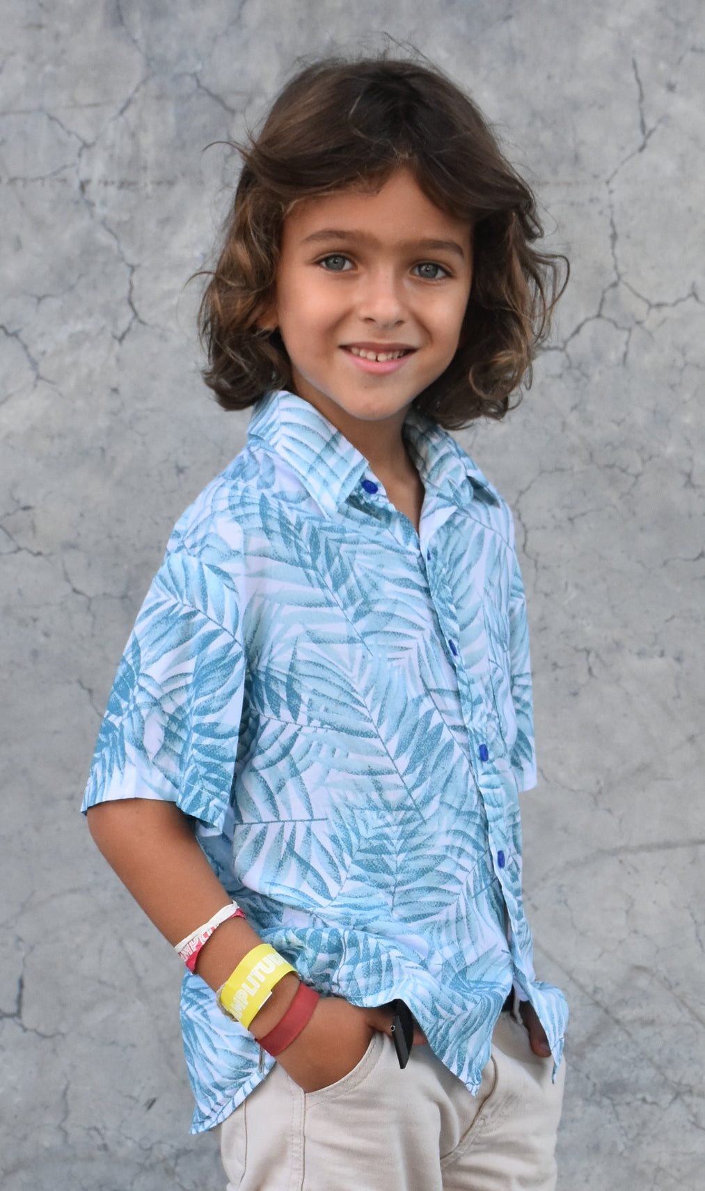 Les Mioches Kids Shirts -"AVERY Green"- Short Sleeve Shirt for Kids