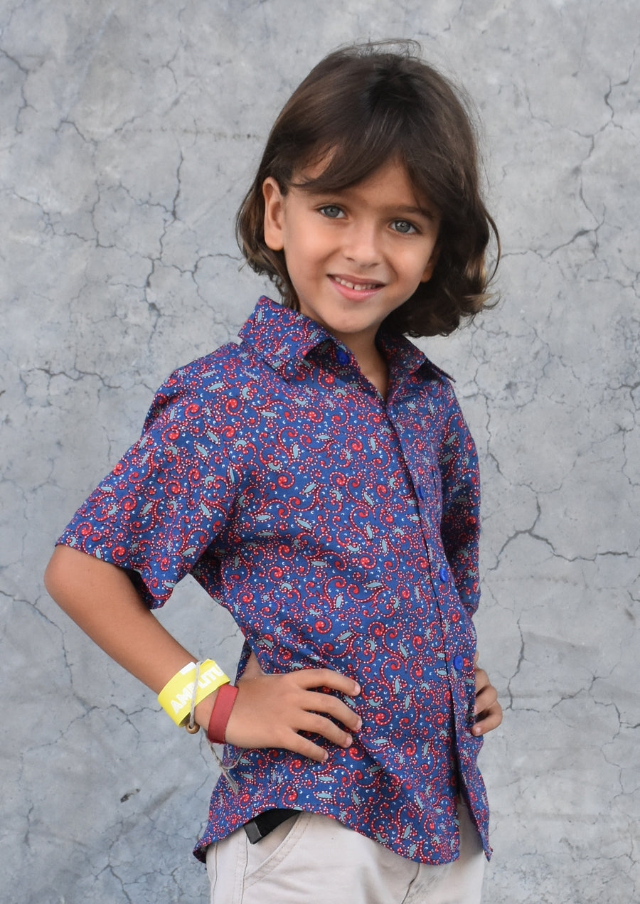 Les Mioches Kids Shirts -"MORGAN"- Short Sleeve Shirt for Kids
