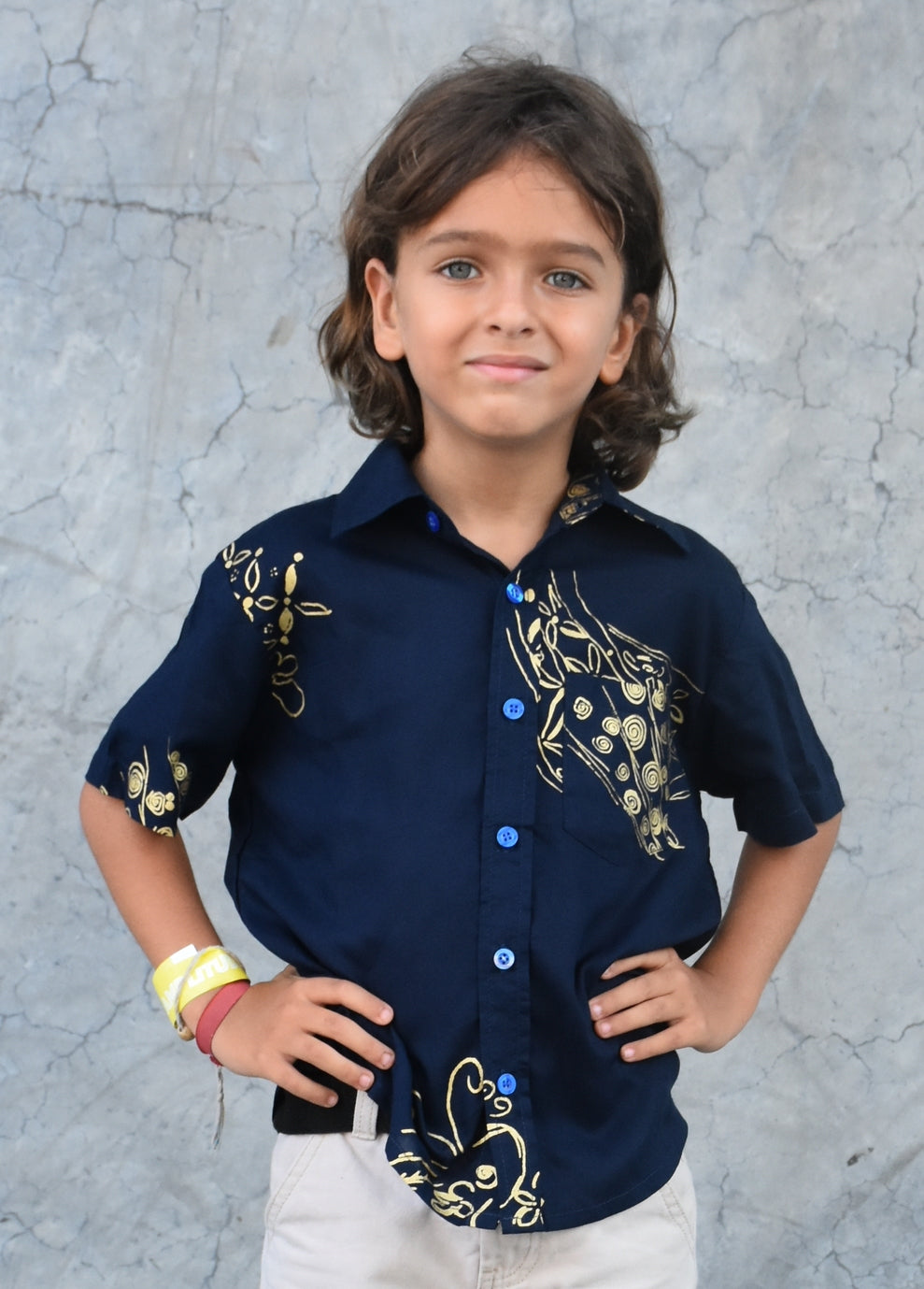 Les Mioches Kids Shirts -"READ Navy"- Short Sleeve Shirt for Kids