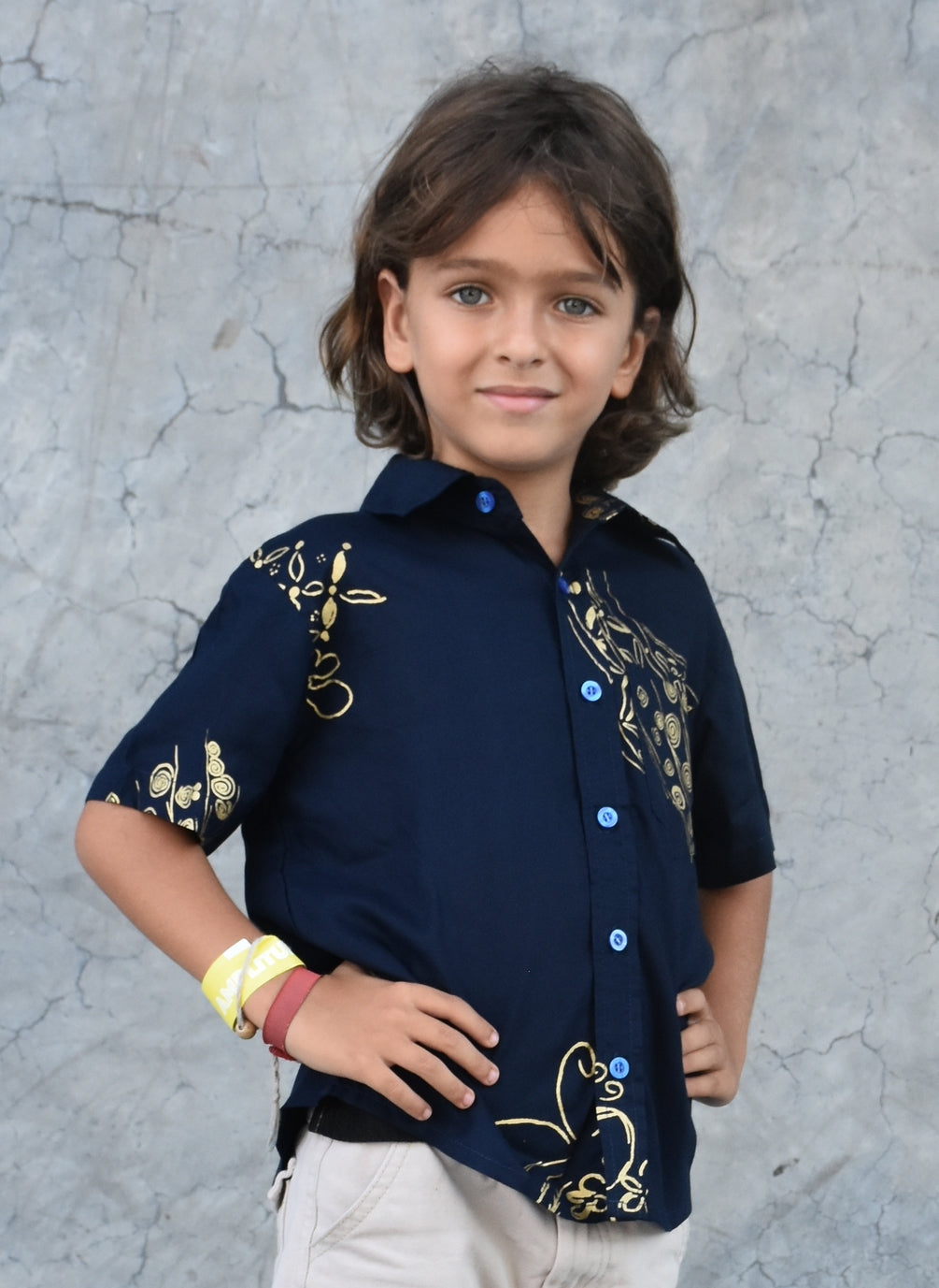 Les Mioches Kids Shirts -"READ Navy"- Short Sleeve Shirt for Kids
