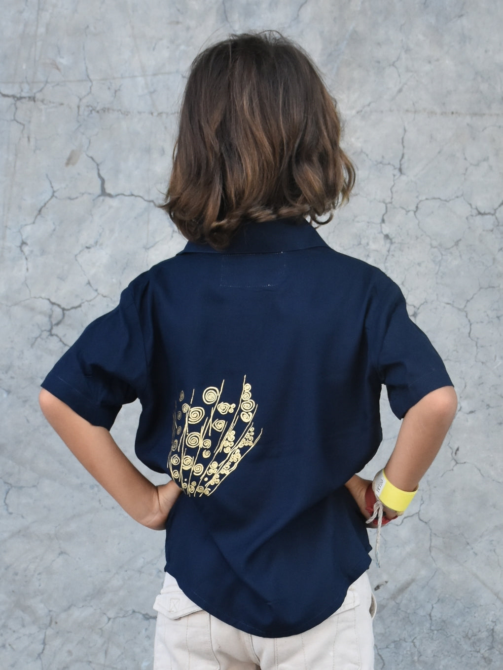 Les Mioches Kids Shirts -"READ Navy"- Short Sleeve Shirt for Kids