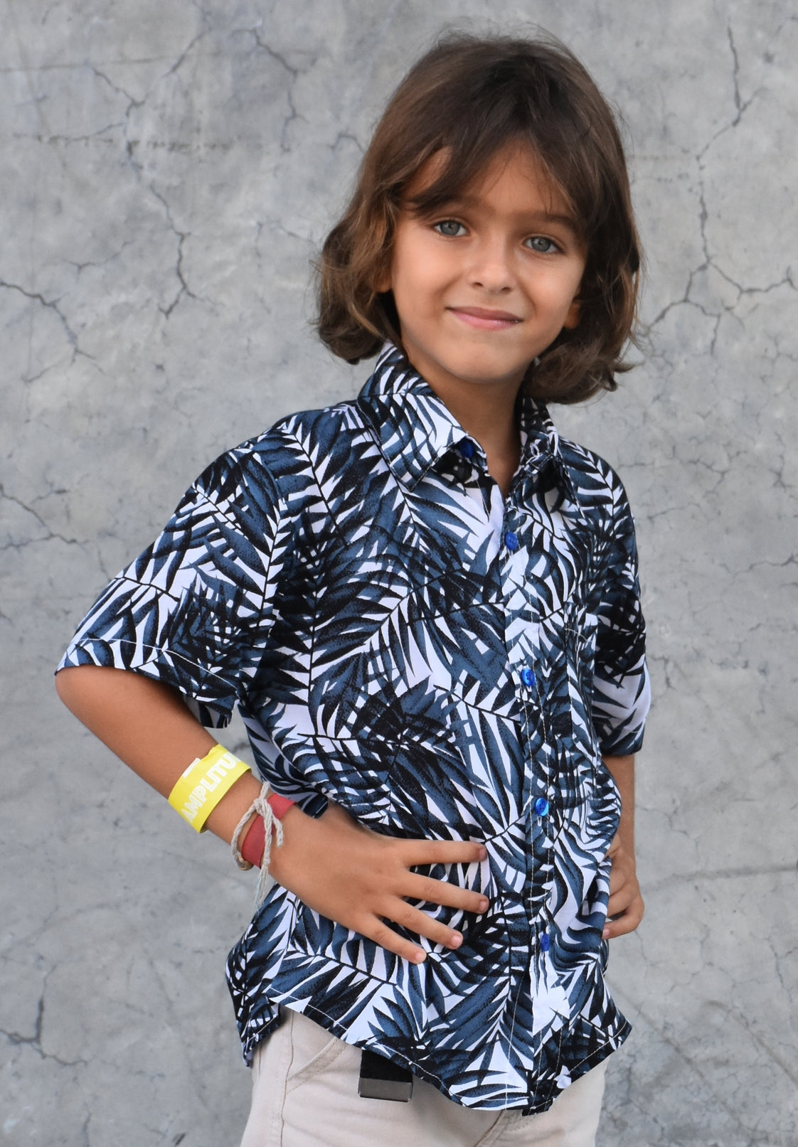 Les Mioches Kids Shirts -"AVERY Black"- Short Sleeve Shirt for Kids