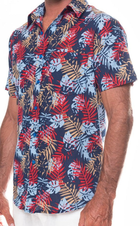 LINEN Blackbeard -"KELLY"- Slim-Fit Short Sleeve Shirt