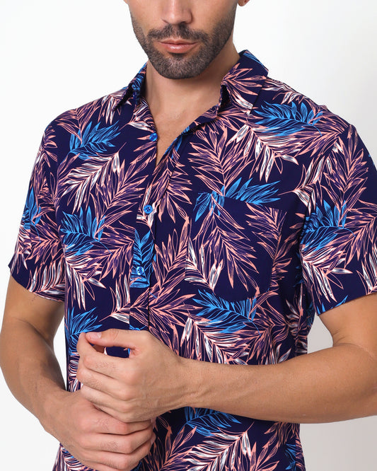 Blackbeard -"JING MIDNIGHT"- Slim-Fit Short Sleeve Shirt