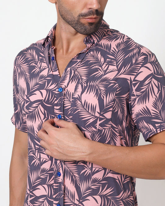 Blackbeard -"PAINE PINK"- Slim-Fit Short Sleeve Shirt