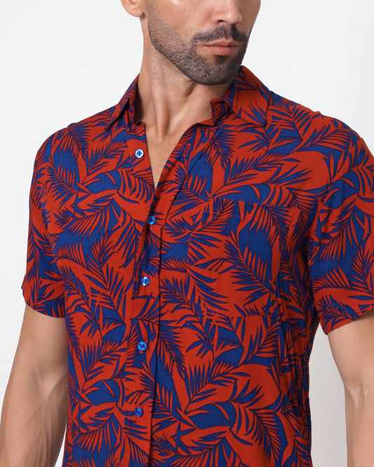 Blackbeard -"PAINE ROUGE"- Slim-Fit Short Sleeve Shirt