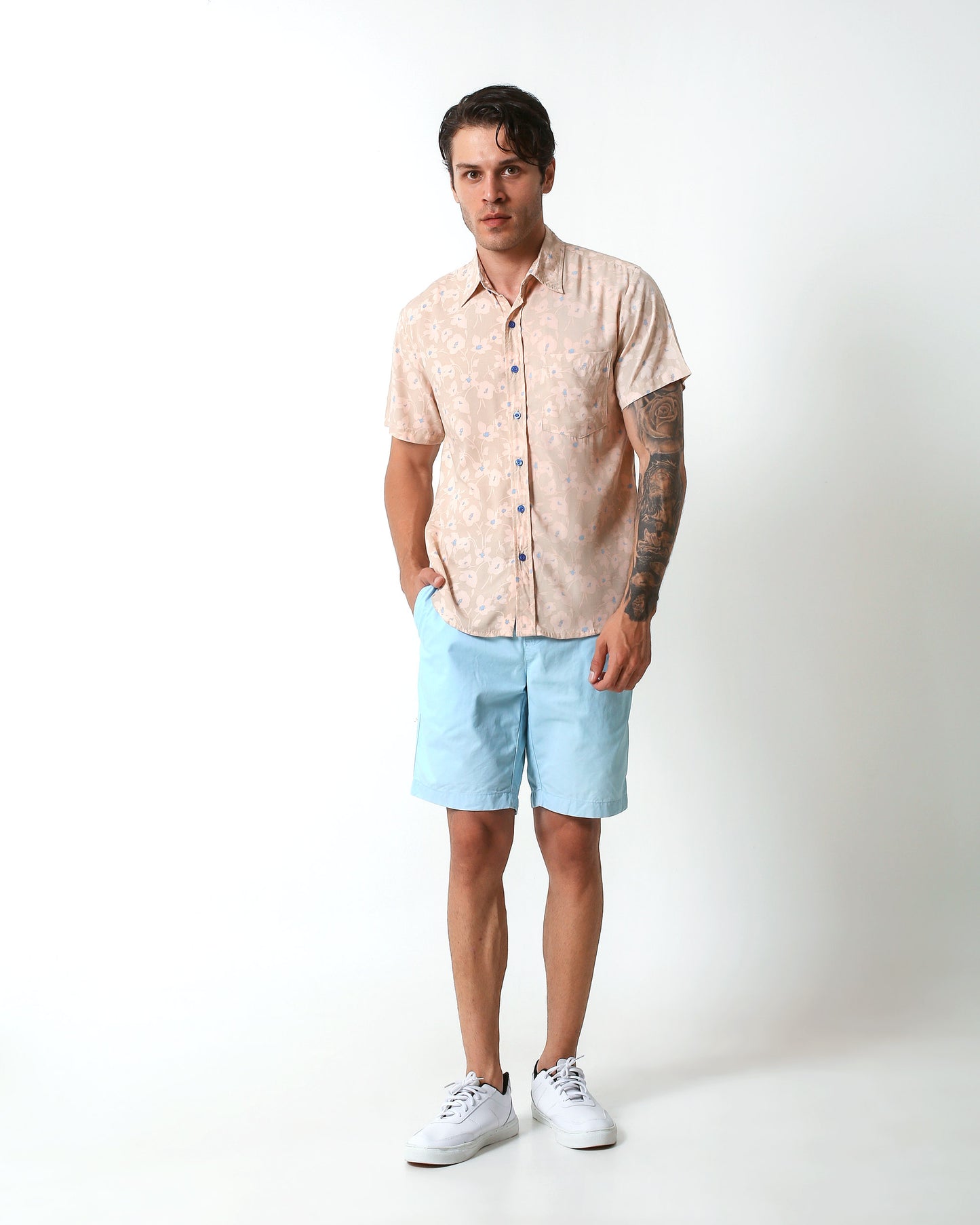 KRAKEN -"TECH BEIGE"- Straight / Loose-Cut Short Sleeve Shirt