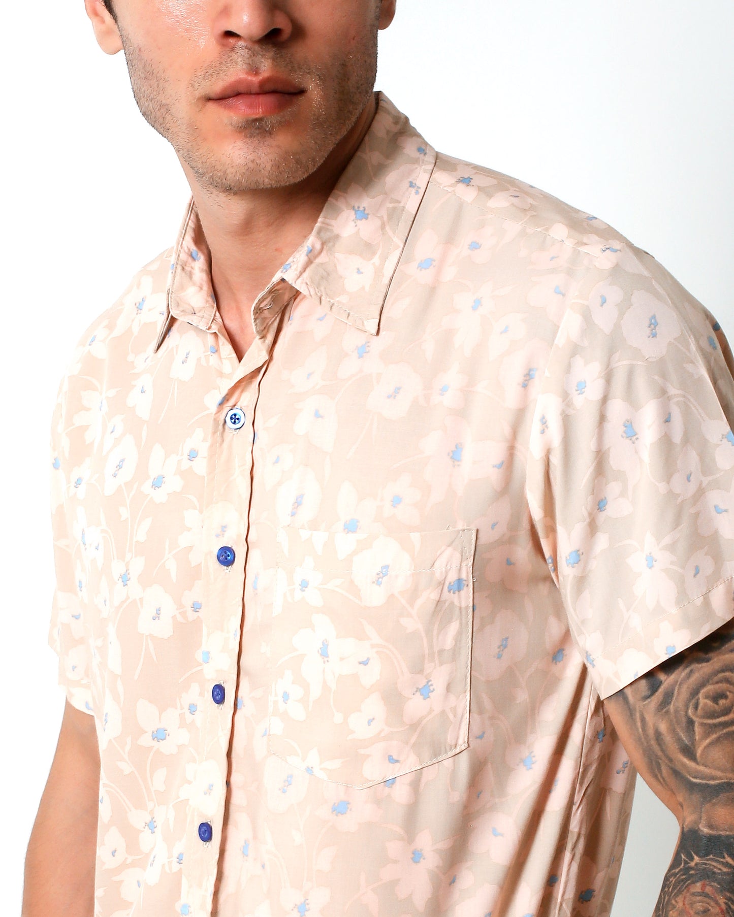 KRAKEN -"TECH BEIGE"- Straight / Loose-Cut Short Sleeve Shirt