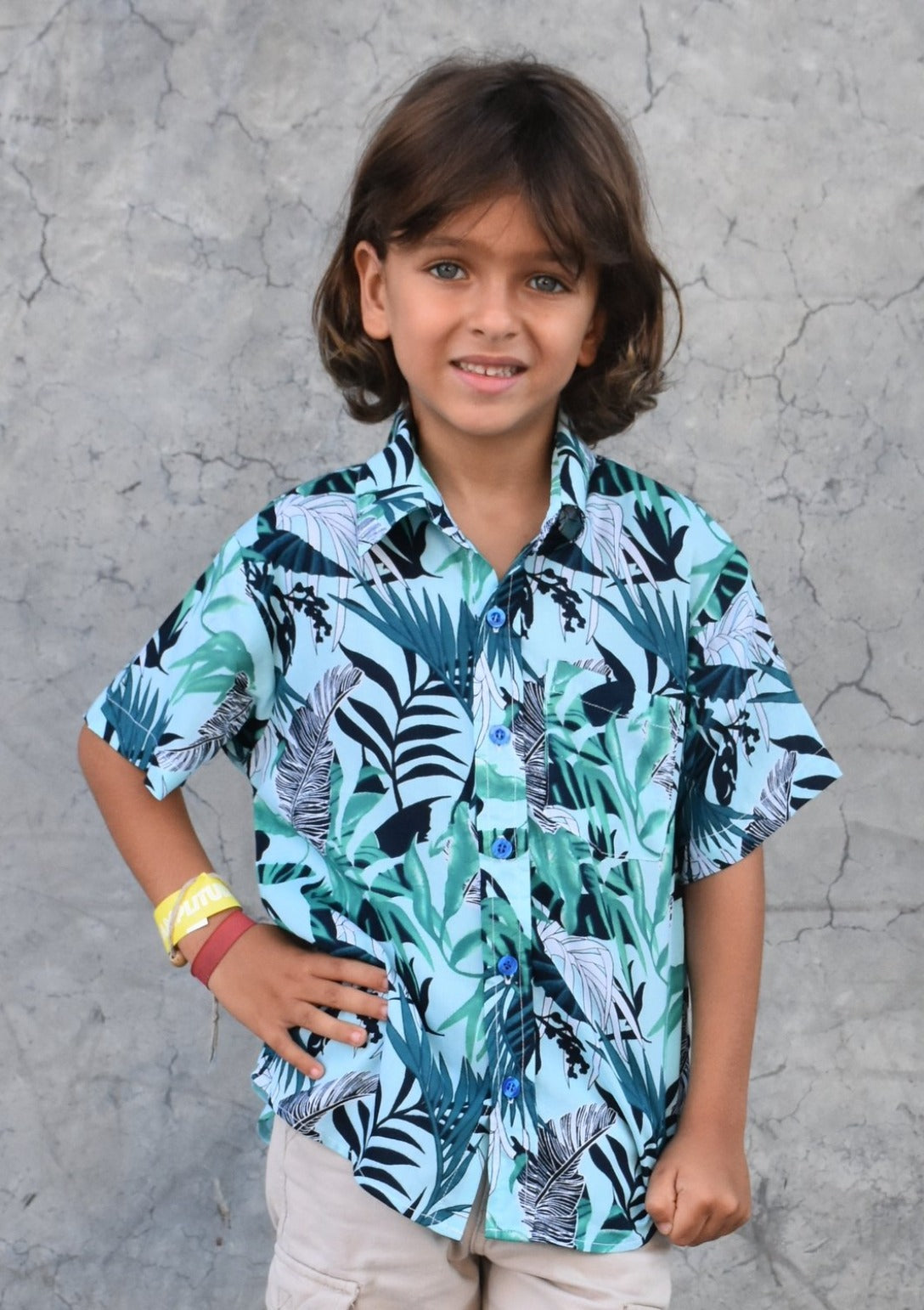 Les Mioches Kids Shirts -"ESSEX Blue"- Short Sleeve Shirt for Kids