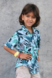 Les Mioches Kids Shirts -"ESSEX Blue"- Short Sleeve Shirt for Kids