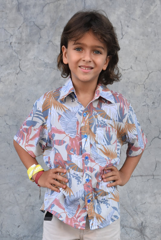 Les Mioches Kids Shirts -"ESSEX Green"- Short Sleeve Shirt for Kids