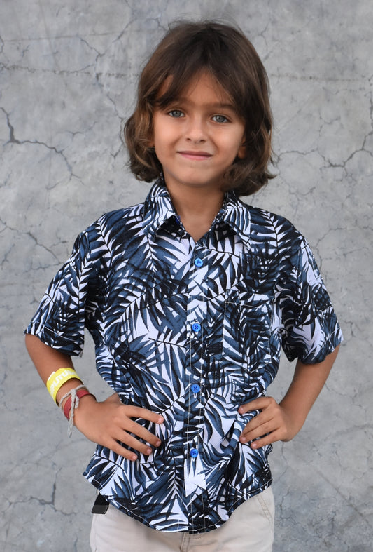 Les Mioches Kids Shirts -"AVERY Black"- Short Sleeve Shirt for Kids