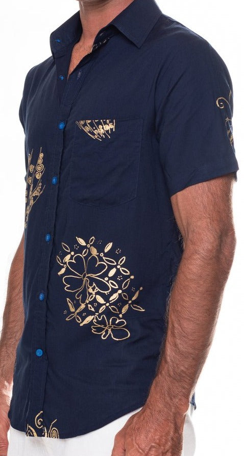 Blackbeard -"READ Navy"- Slim-Fit Short Sleeve Shirt