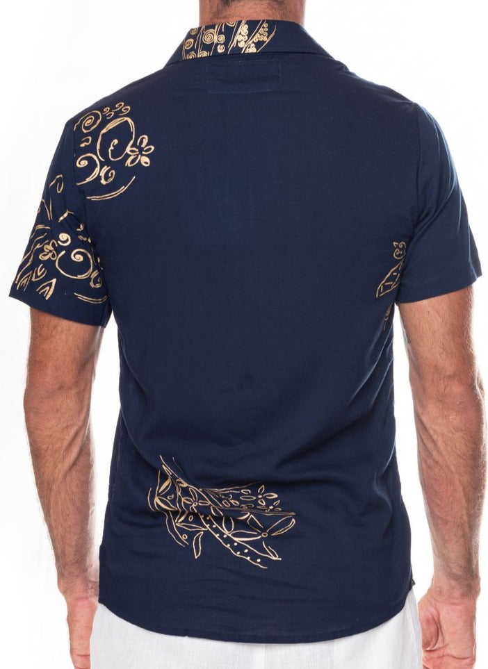 Blackbeard -"READ Navy"- Slim-Fit Short Sleeve Shirt