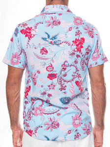 Blackbeard -"MYNGS Blue"- Slim-Fit Short Sleeve Shirt